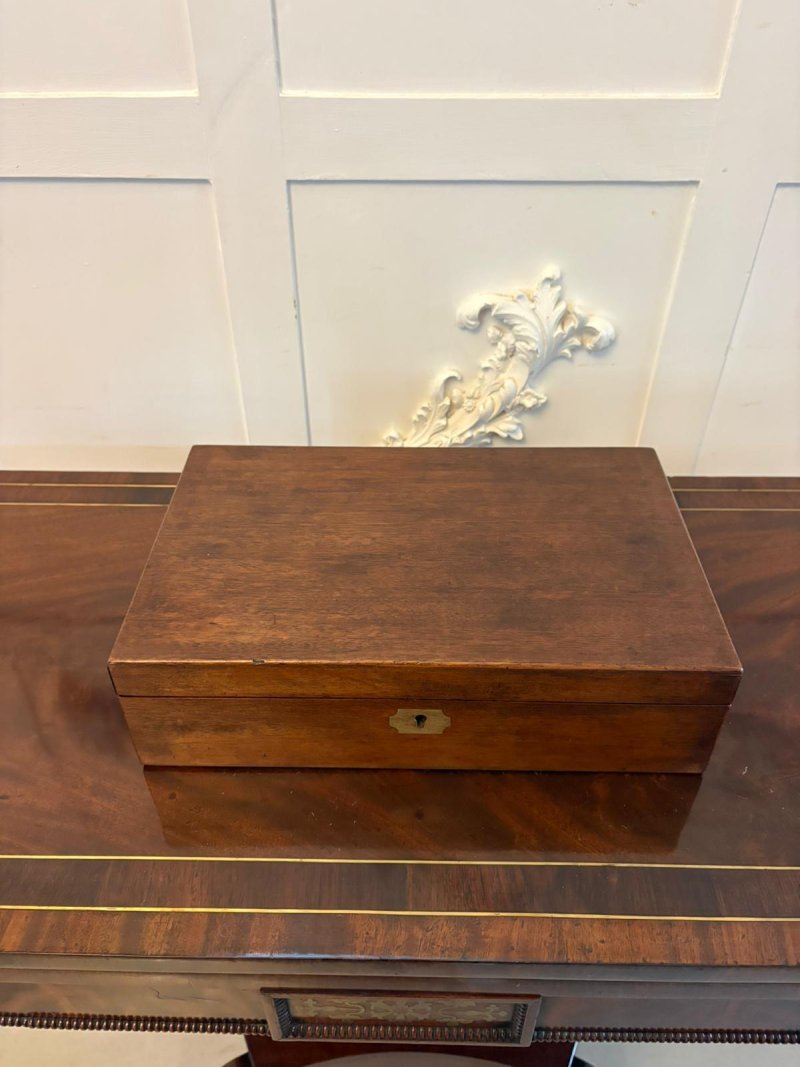 Antique Georgian Mahogany Writing Slope Box with Fitted Interior & Secret Compartment - Image 3